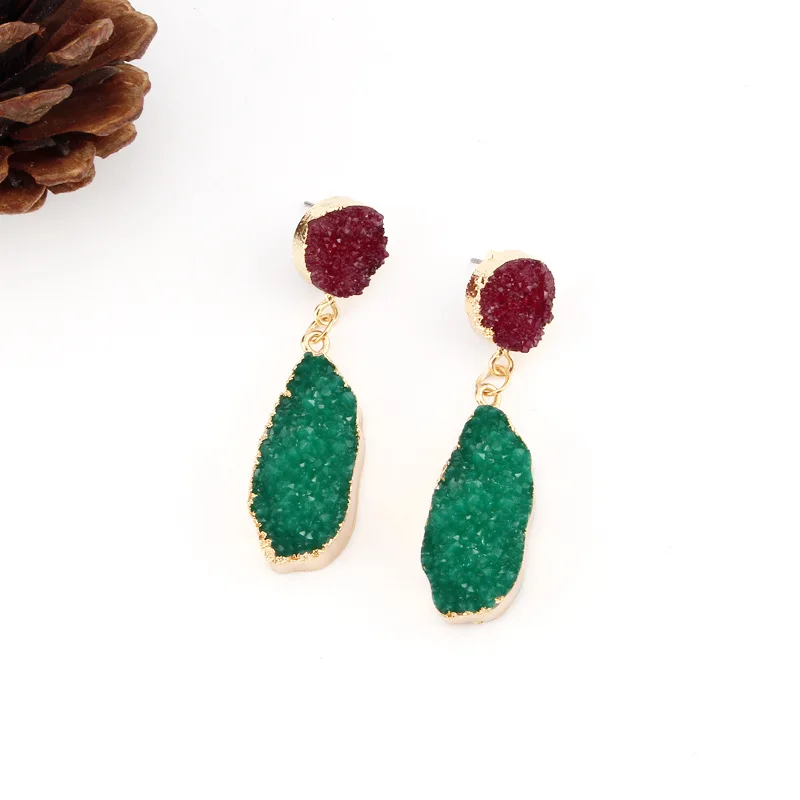 European Long Druzy Resin Drop Earrings For Women Jewelry Statement Geometric Big Eardrop Pendientes Mujer Moda 2019 Brinco (2)