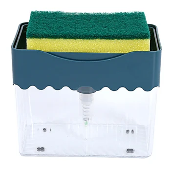 

2 In 1 Kitchen Liquid Soap Pumps Dispenser Sponge Holder Press Countertop Rack for Home FPing