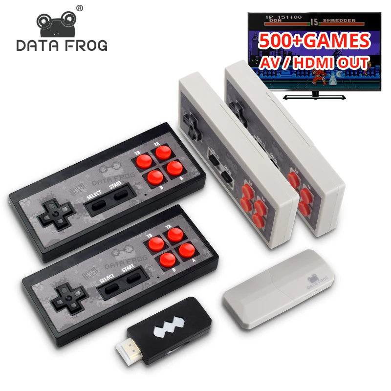 Data Frog Video Game Console USB 8 Bit TV Wireless Handheld Mini Game Console Build In 600 Classic Dual Gamepad HDMI/AV Output