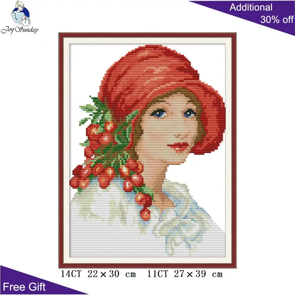 Ваш подарок красная шляпа Женская рукоделие RA216 14CT 11CT подсчитанный и