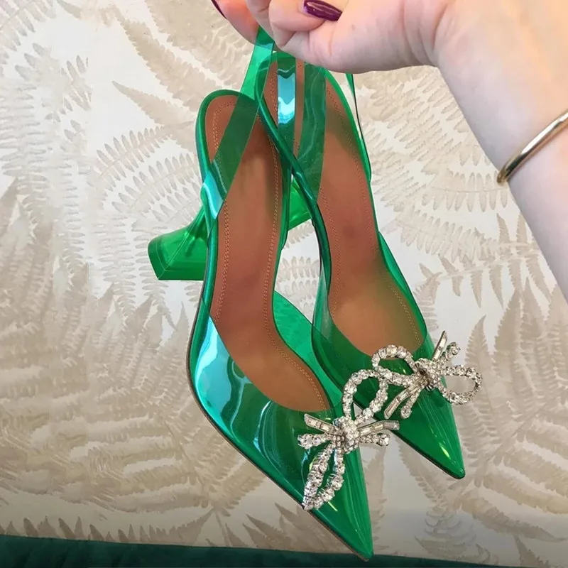 green jeweled heels