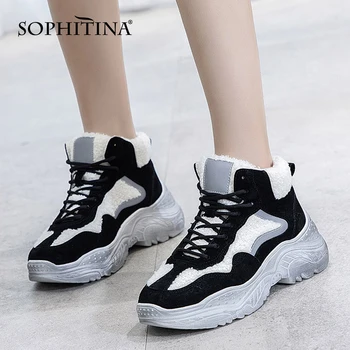 

SOPHITINA New Sneaker Boots High Quality Genuine Leather Comfortable Leisure Round Toe Thick Bottom Shoes Women's Boots PO371