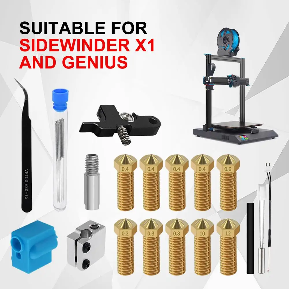 

For Artillery 3D Printer Sidewinder X1 Genius Nozzle Hotend Silicone Sleeve Heating Pipe Heated Block Kit 3D Printer Accessory