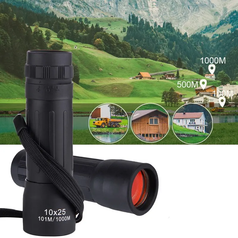 

10x25 HD 10X Monocular Mini Portable Telescope Waterproof Binoculars Optical Hunting Travel Camping Fishing Hiking