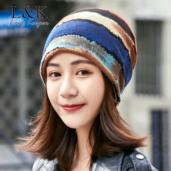 

Long Keeper Hot Women's Beanies Caps Striped Scarf Hat Spring Autumn Adult Casual Skullies Female Hats Headwear Girl Gorros