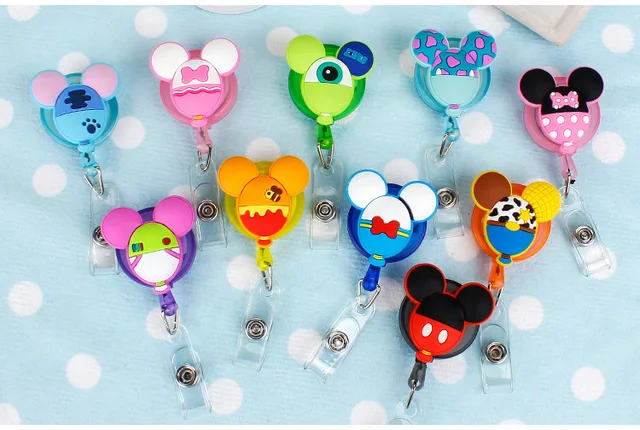 Disney Retractable Badge Holder Cartoon ID Name Card Lanyard Key Chain  Nurse Chest Card Holder Creative Mobile Phone Lanyard