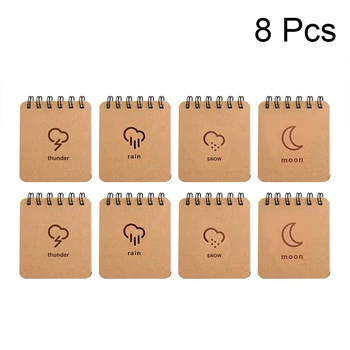 

8-Piece Retro Weather Forecast Mini Coil Book Diary Students Stationery Notebook School Supplies Notepad