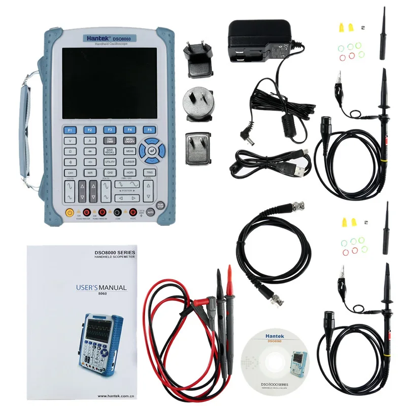 Hantek DSO8060 5 в 1 Ручной осциллограф DMM/анализатор спектра/счетчик частоты/генератор сигналов произвольной формы