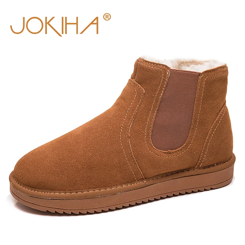 

2019 Winter Men Cow Suede Snow Boots Long Plush Fur Warm Ankle Boots For Men New Leather Big Size 47 Snow Shoes Anti-Slip Boots