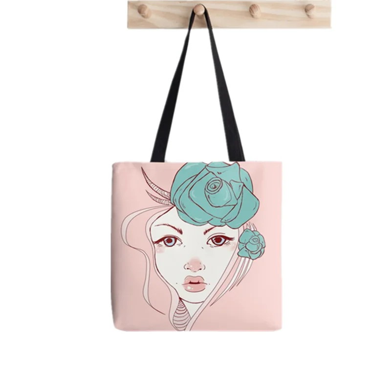 2021 Shopper Peach Cat Printed Tote Bag women interesting Harajuku shopper handbag girl Shoulder shopping bag Lady Canvas Bag