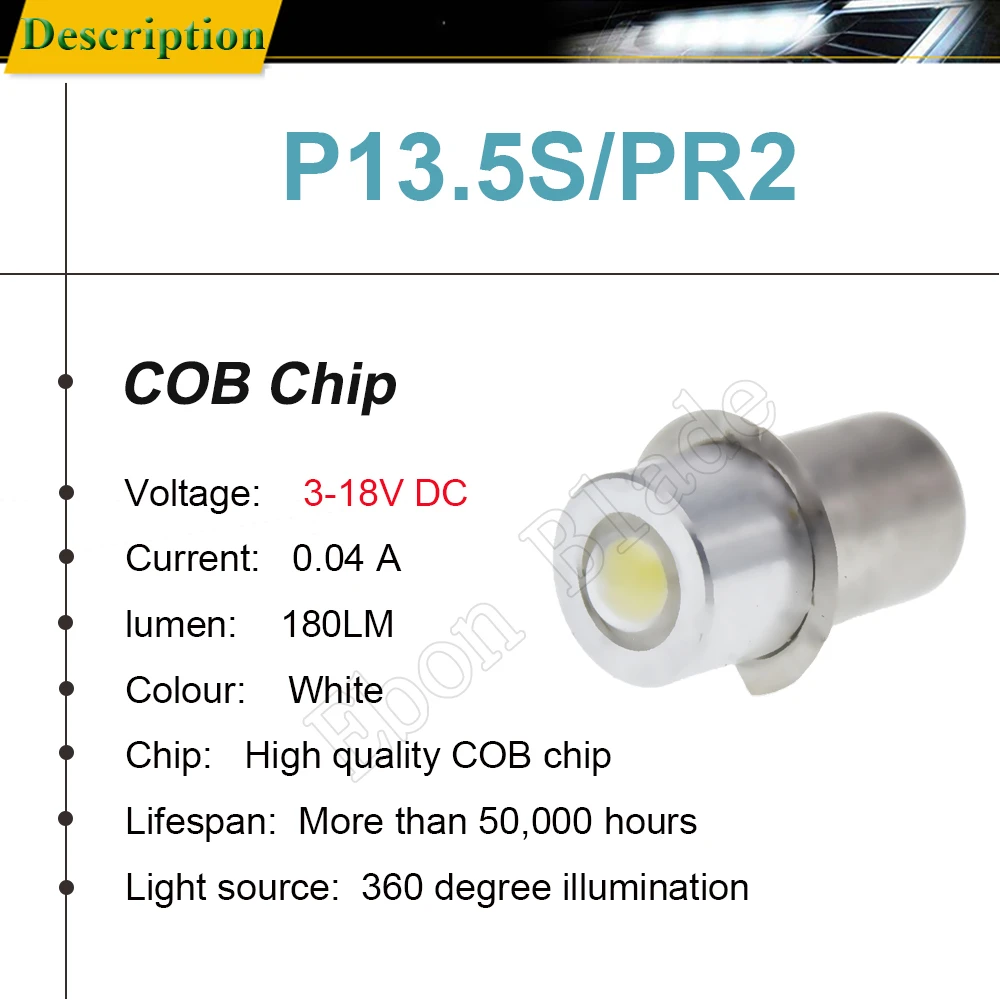 1PCS P13.5S PR2 High Power LED Upgrade Bulb for Maglite Flashlights Torch 3V-18V 6V 3V