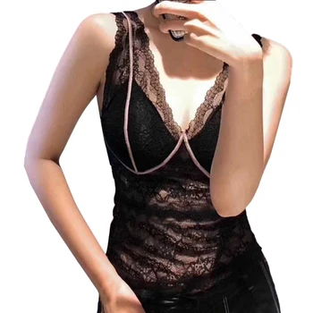 

Fashion V-Neck Women Push Up Bra Sexy Mesh Vest Long Slim Underwear Padded Bra