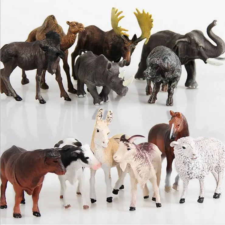 6 шт. искусственная ферма животное лошадь овца корова осел Лес Животные лося носорог модель слона статические пластиковые игрушки