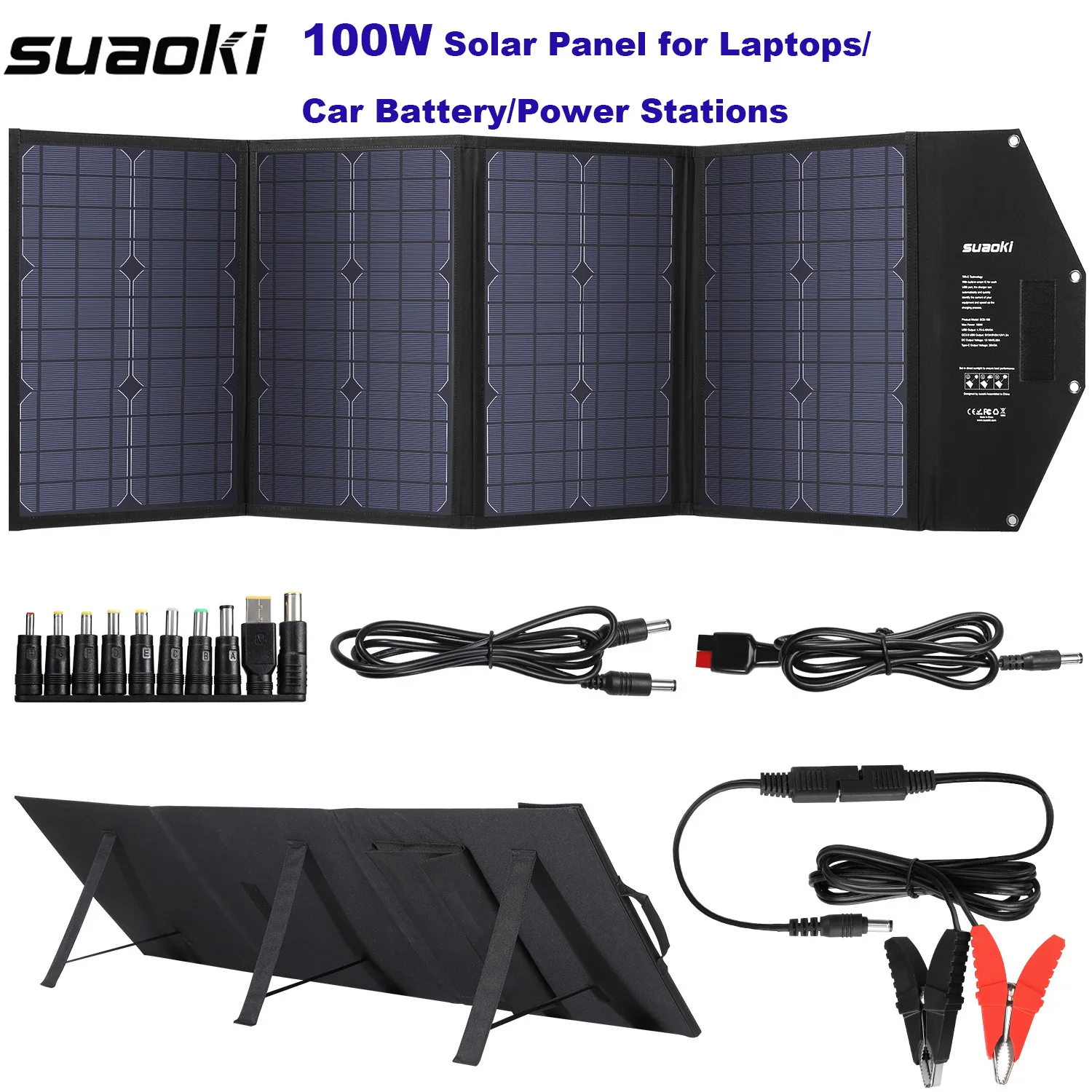 Suaoki 100 Вт складной Панели солнечные Зарядное устройство с PD Тип C DC 12 18V USB QC 3 0 Выход