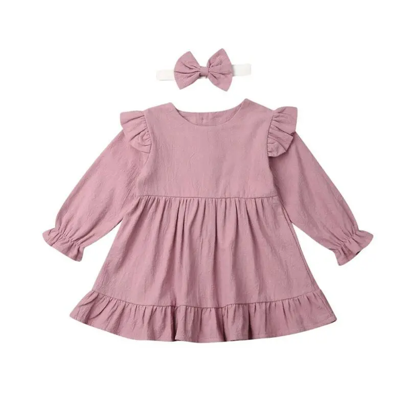Новинка 2019 платье для маленьких девочек с оборками костюмы на весну и