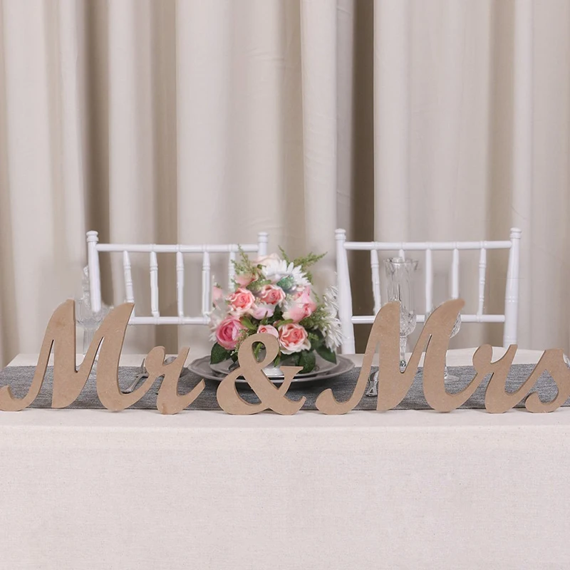 

Mr And Mrs Wedding Wooden Sign Wood Letters Decor Decoration Table Top Standing