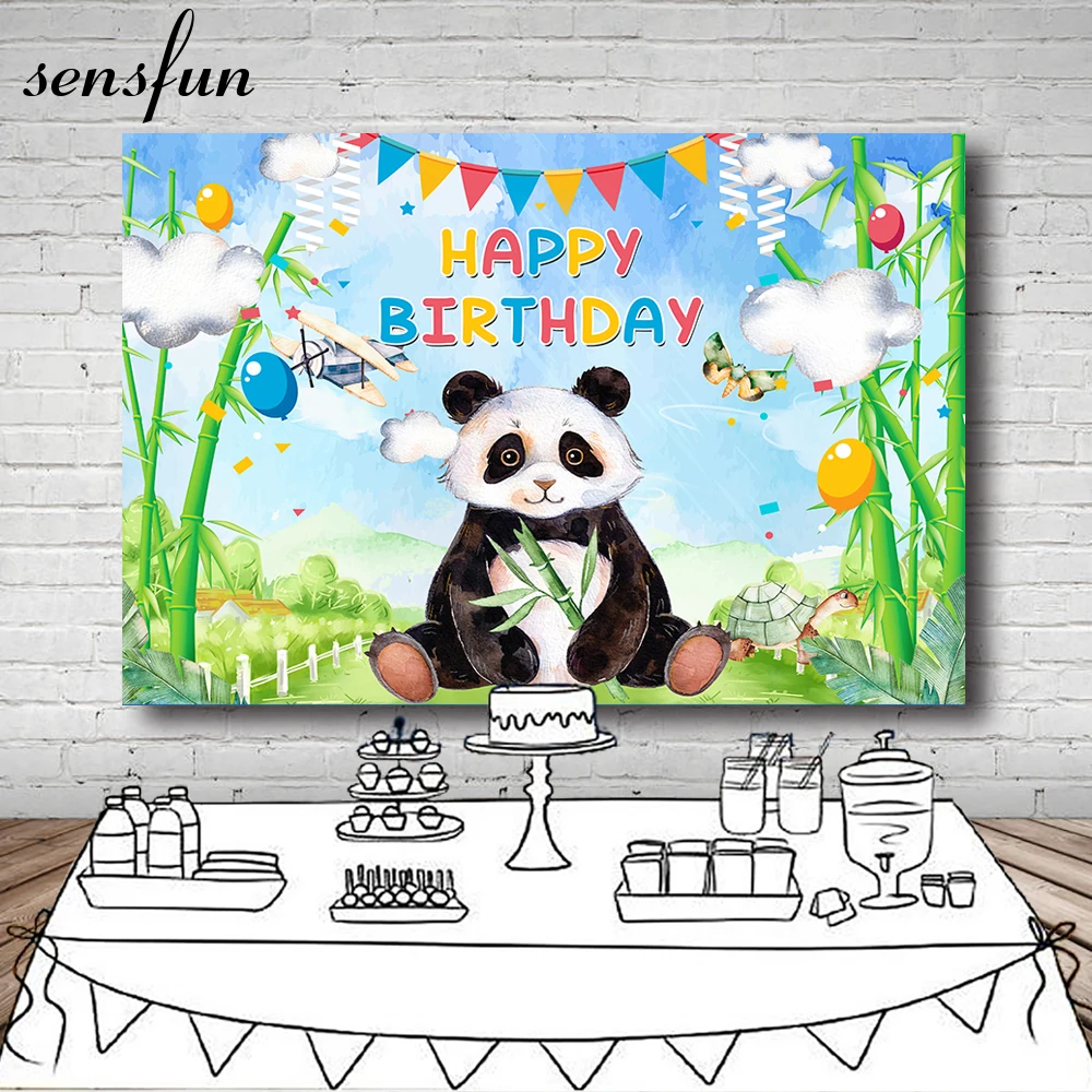 

Sensfun зеленый бамбук мультфильм панда фотография Фон облака небо Голубой Дети День Рождения Вечеринка фон пользовательские фотографии