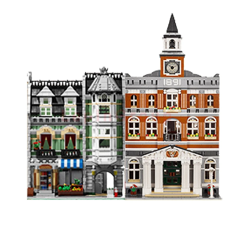 LEPIN 15003 15008 LP 15003 ратуша+ LP 15008 зеленая Бакалея Город Модель "улица" строительные блоки кирпичи наборы LPs игрушка клон 10224 10185 - Цвет: LEPIN 15003 15008