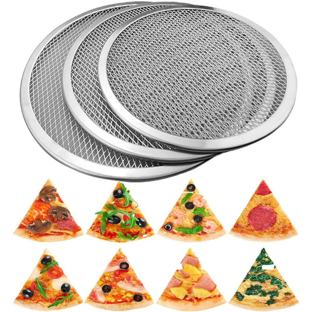 

6-22inch Pizza Tray Mesh Seamless Aluminum Pancake Pizza Screen Baking Tray Metal Net Bakeware Kitchen Baking Tools