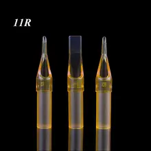 50 шт 11R татуировки Советы пластиковое стерилизованное одноразовое сопло иглы Советы желтый круглый/плоские советы ассорти для татуировки аксессуары