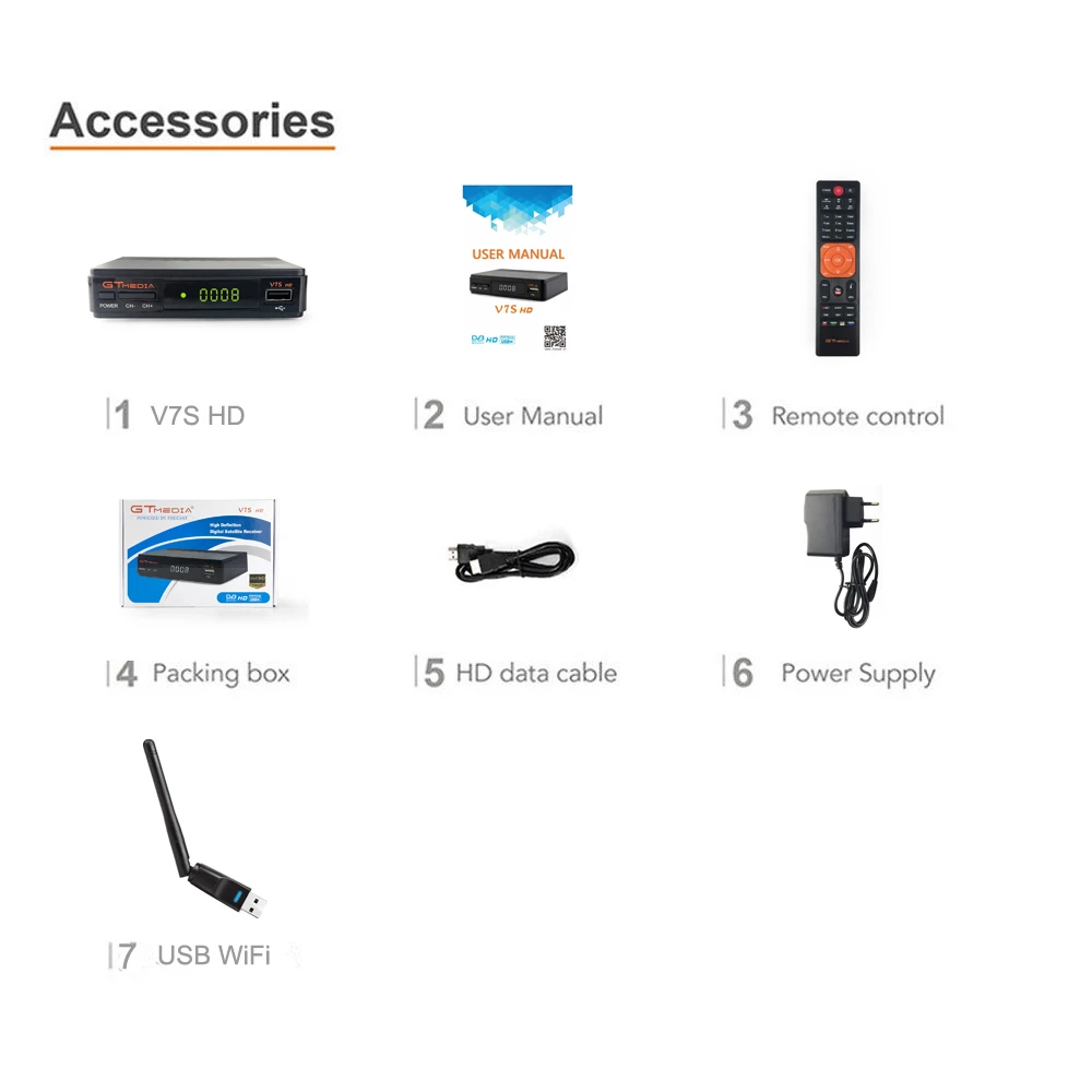  Satellite TV Receiver Gtmedia V7S HD Receptor Support Europe Channels for Spain DVB-S2 Satellite De