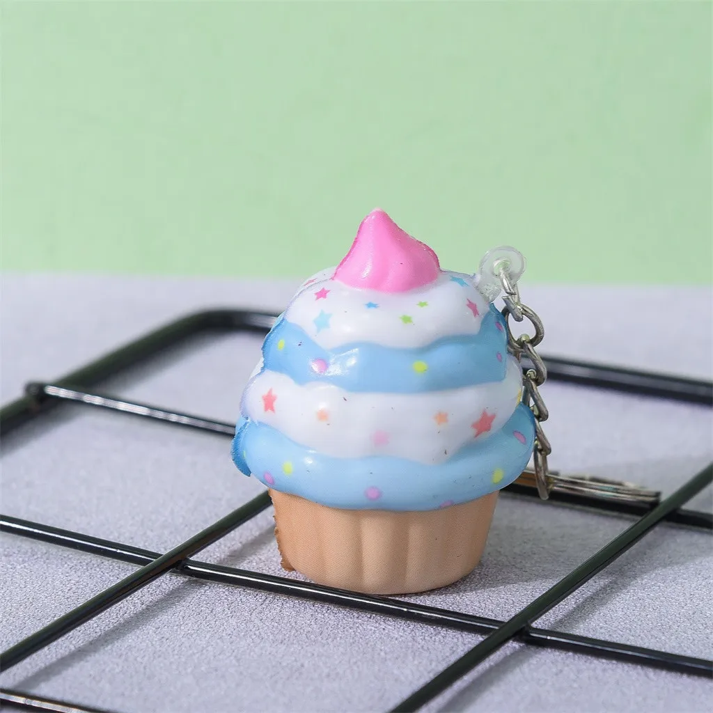 Ice Cream squeeze toy Pendants Creative Gift Simulation Cake Slow Rising Straps Bread Toys Backpack Accessories Decorations #A
