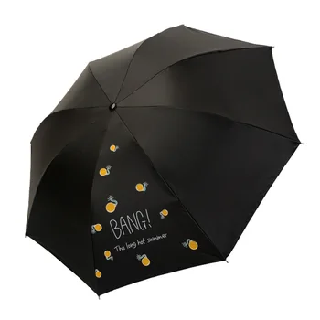 

Cartoon 3 Folding Umbrella Woman Anti UV Sun Protection Umbrellas Windproof Black Coating 8K Parasols Umbrella
