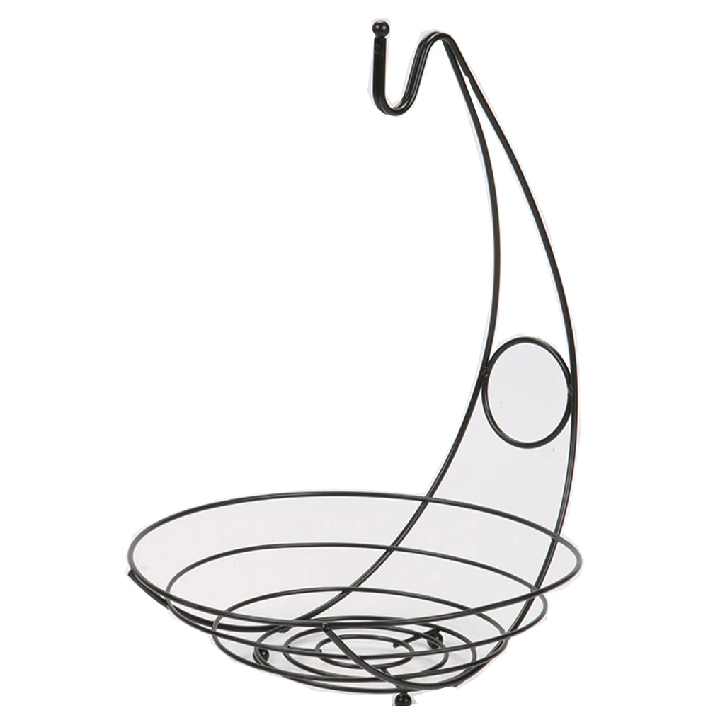 Fruit Tree Basket Bowl Stand with Banana Hanger Metal Fruits Organizer