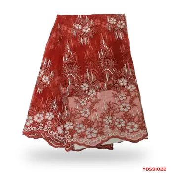 

Red African Lace Fabrics 2019 High Quality Nigerian Tulle Lace Fabric French Net Lace Fabric f191022