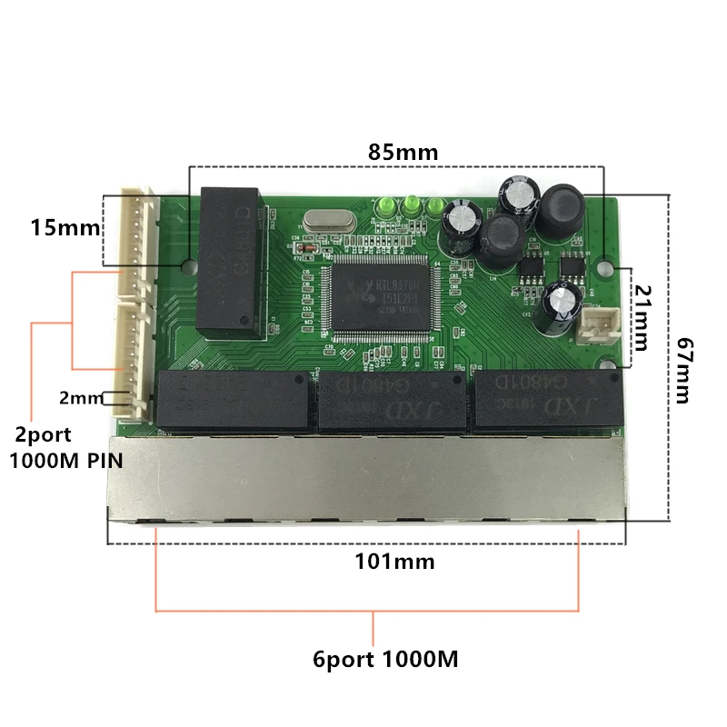 8 портов 10/100/1000 м OEM PBC гигабитный Ethernet коммутатор met контактный ходовой