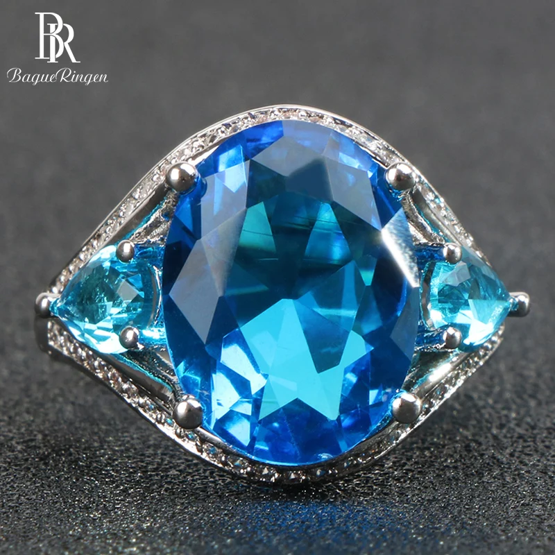Женское кольцо с овальным сапфиром Bague классическое ювелирное изделие из
