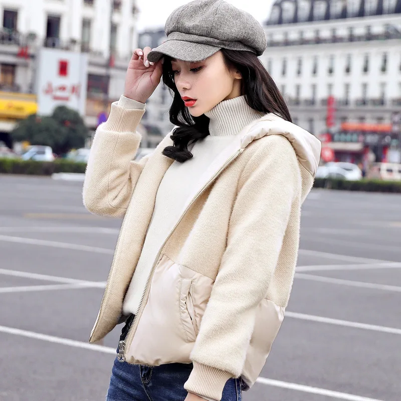 

Joint Short Cotton Coat Women's 2019 Autumn And Winter Korean-style Simple Fashion Short-height Size Hooded Cotton-padded Clothe