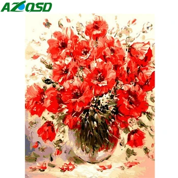 

AZQSD Unframe Aduit Coloring By Numbers Flower DIY Home Decoration Paint By Numbers Kits On Canvas Vase Handmade Gift