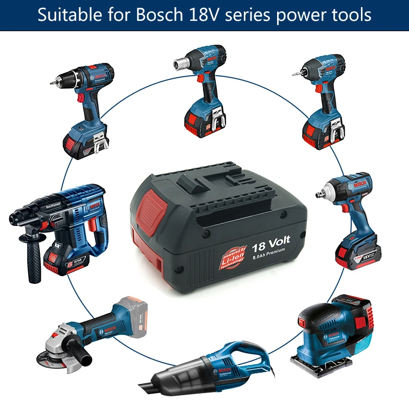 3 шт. 18В 6000 мАч литий-ионная аккумуляторная батарея для Bosch 18В BAT609 BAT618 BAT622 GSR 18 V-LI GDR 18 V-LI Аккумуляторная дрель