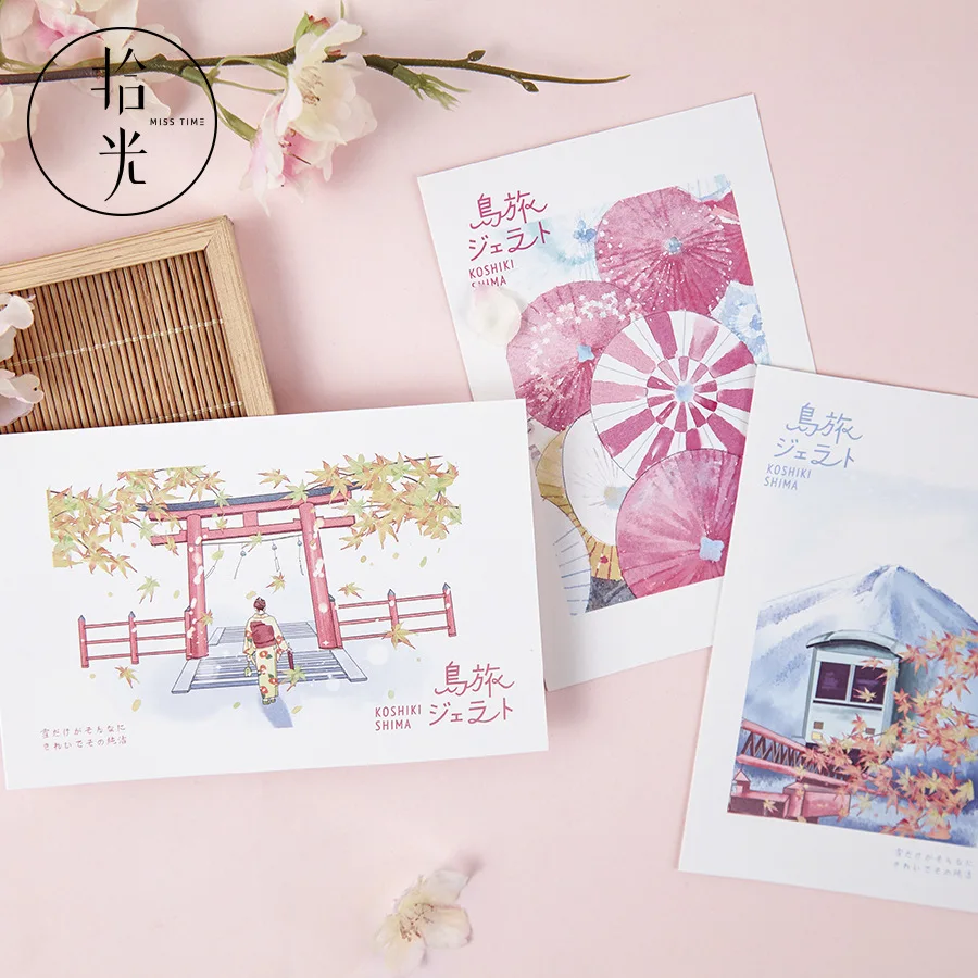 30 шт./компл. творческий японский иллюстрированная открытка путешественников серии поздравительные открытки и именинников с подарочная карта