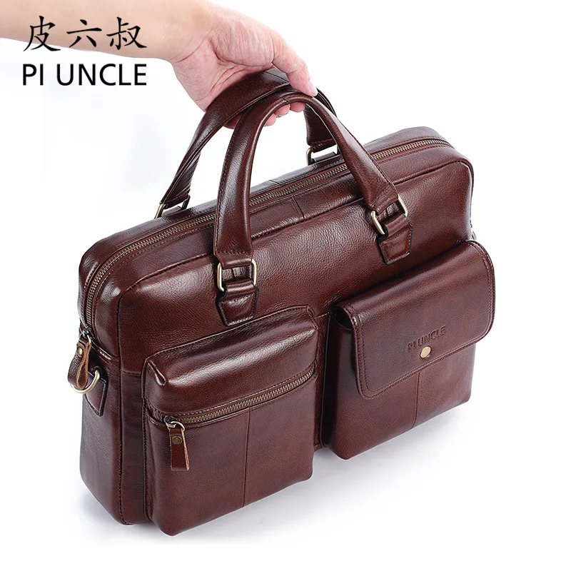 

New Luxury Cow Genuine Leather Business Men's Briefcase Male Briefcase Shoulder Bag Men's Messenger Bag Tote Computer Handbag