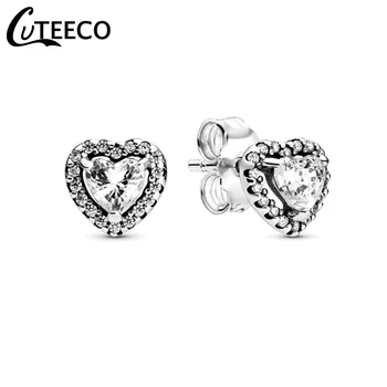 

CUTEECO Elegant Shining Zircon Love Heart Earrings for Women Cute Stud Earring Fashion Jewelry 2019 New Brincos Wholesale