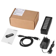 7 портов USB 3,0 концентратор Высокоскоростной 5 Гбит/с USB 3,0 концентратор данных разветвитель со светодиодами и переключателем внешний адаптер питания для ПК ноутбука