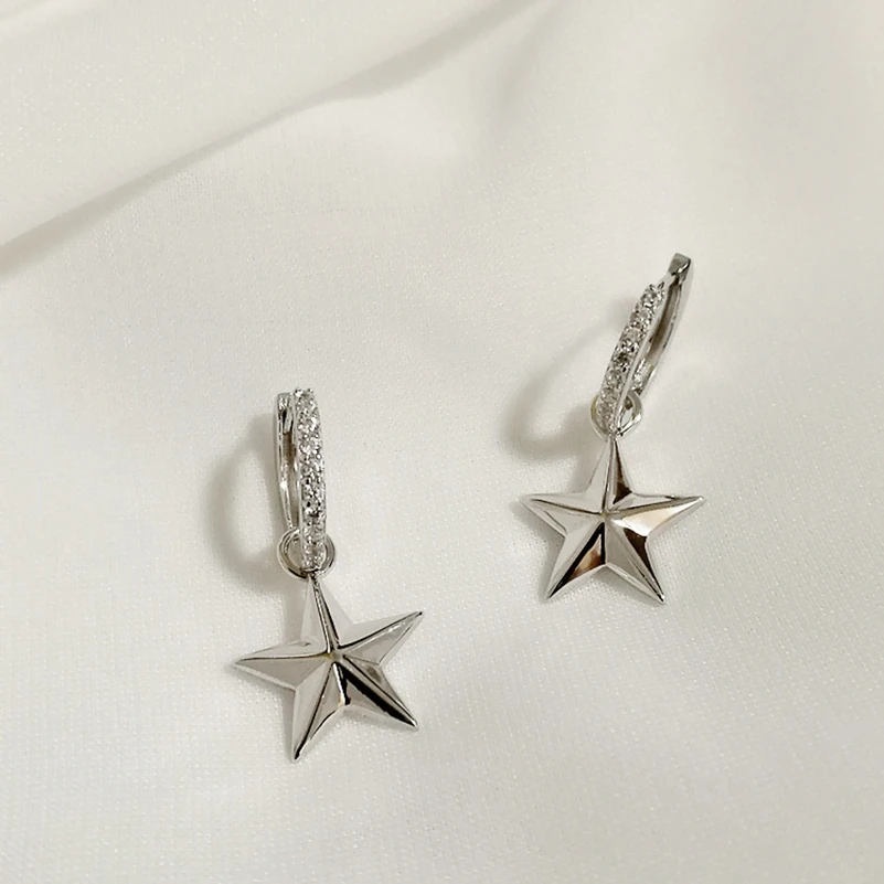 Серьги из стерлингового серебра 925 пробы, модные короткие серьги-капли со звездами, индивидуальные милые трендовые серебряные серьги для девушек, ювелирные изделия для ушей