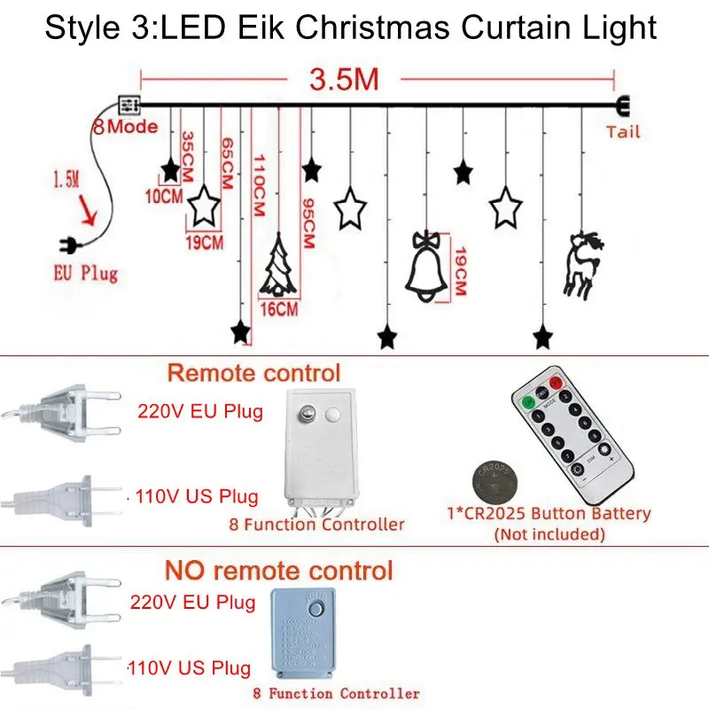 LED Christmas String Lights Garland Fairy Lights Star Lamp Outdoor Curtain Decor for Party Holiday Wedding New Year Decoration