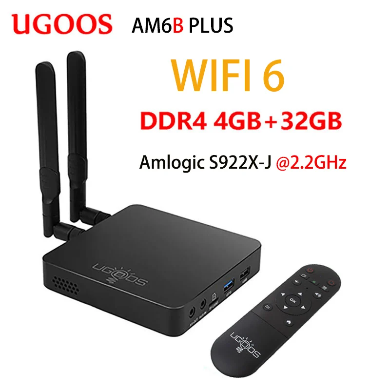 Приставка Смарт-ТВ UGOOS AM6B PLUS 2 ГГц 4 + 32 ГБ Android 9 0 Wi-Fi | Электроника
