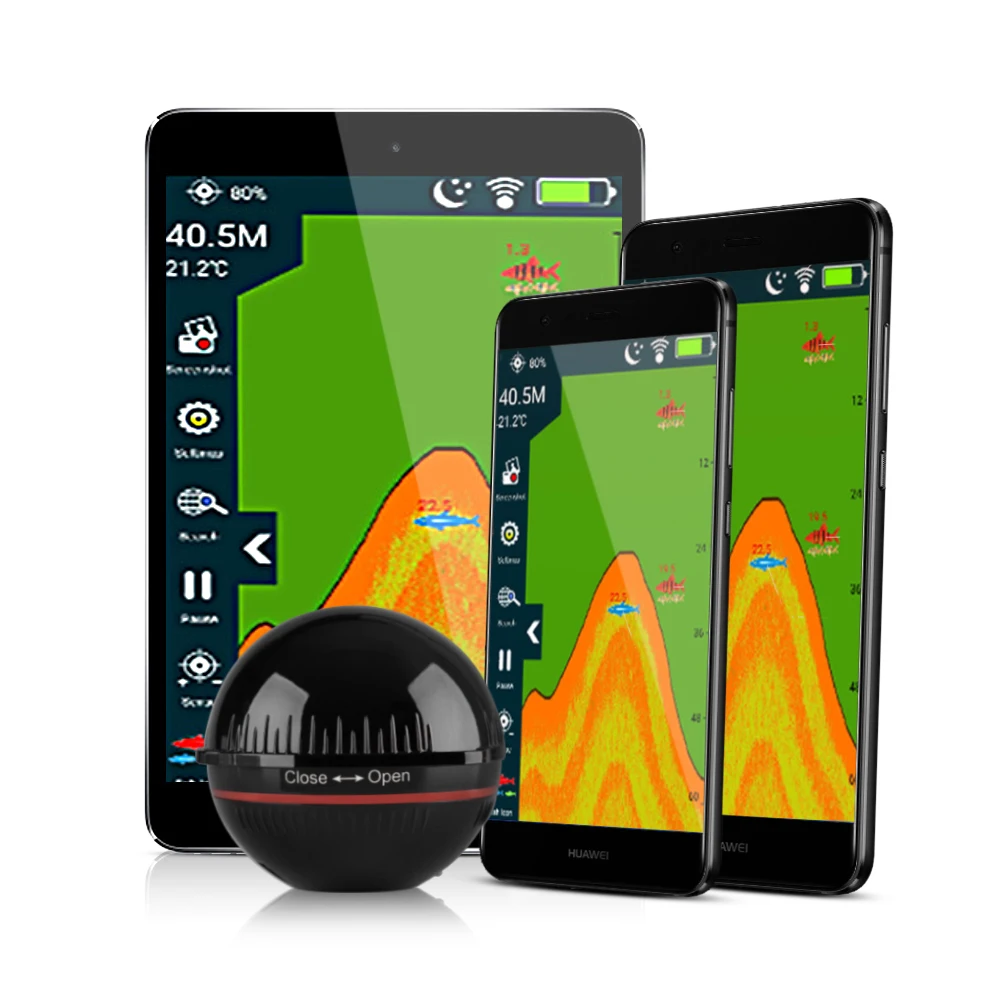 Erchang Fish Finder Portable Wireless Sonar 48M/160ft Depth Lake Fish Detect Professional Fish Finder With Attracting Fish lamp