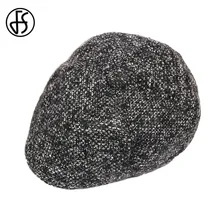 FS осенне-зимняя шапка для мужчин и женщин, Винтажный Плоский берет, шапка, теплая, плюща, газетчик, шапка s, повседневная, ушанка, папа, шляпа для мамы, черные, темно-синие береты