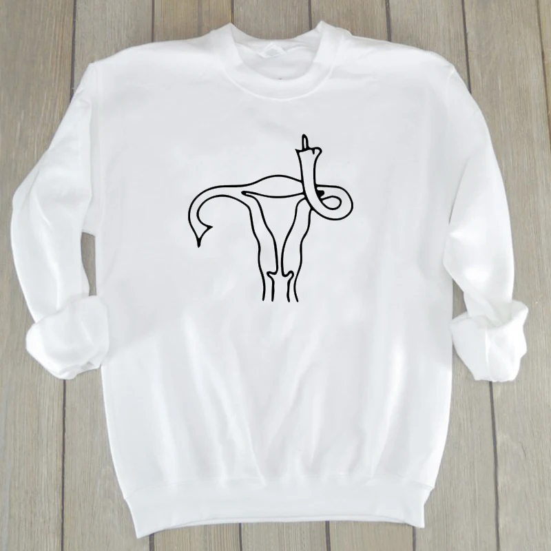 Uterus средний палец феминистка Женская Толстовка Девушка мощность уличная слоган пуловер забавные Модные осенние Джемперы Прямая поставка