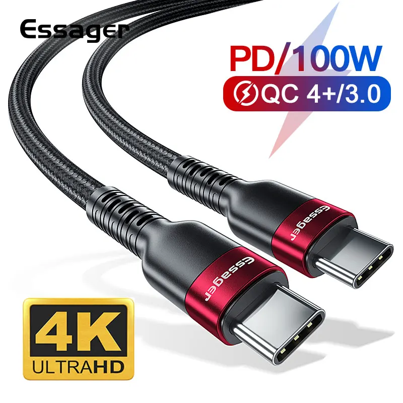 

Essager USB 3.1 Type C to USB C Cable For Macbook Pro PD 100W Quick Charge 4.0 3.0 Fast Charger Cable For Samsung S10 S9 Note 10