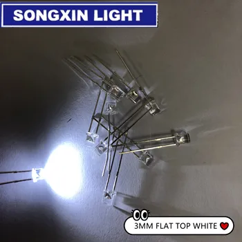 

100pcs Transparent LED 3mm Diode White Clear Lens Flat Top 3 mm LED Light Emitting Diode Lamp Ultra Bright 3V