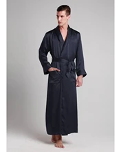 19 Momme Contra Full Length Pure Silk Men's Robe Long Bathrobe Home Lounge Sleepwear Nightgown Robes Can Customized