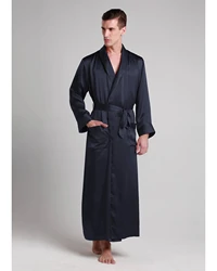 19 Momme Contra Full Length Pure Silk Men's Robe Long Bathrobe Home Lounge Sleepwear Nightgown Robes Can Customized