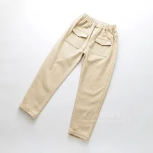 0614-25 детская одежда осень стиль ультра-из эластичной ткани на хлопковой основе ткань Для женщин больших размеров для мальчиков повседневные штаны