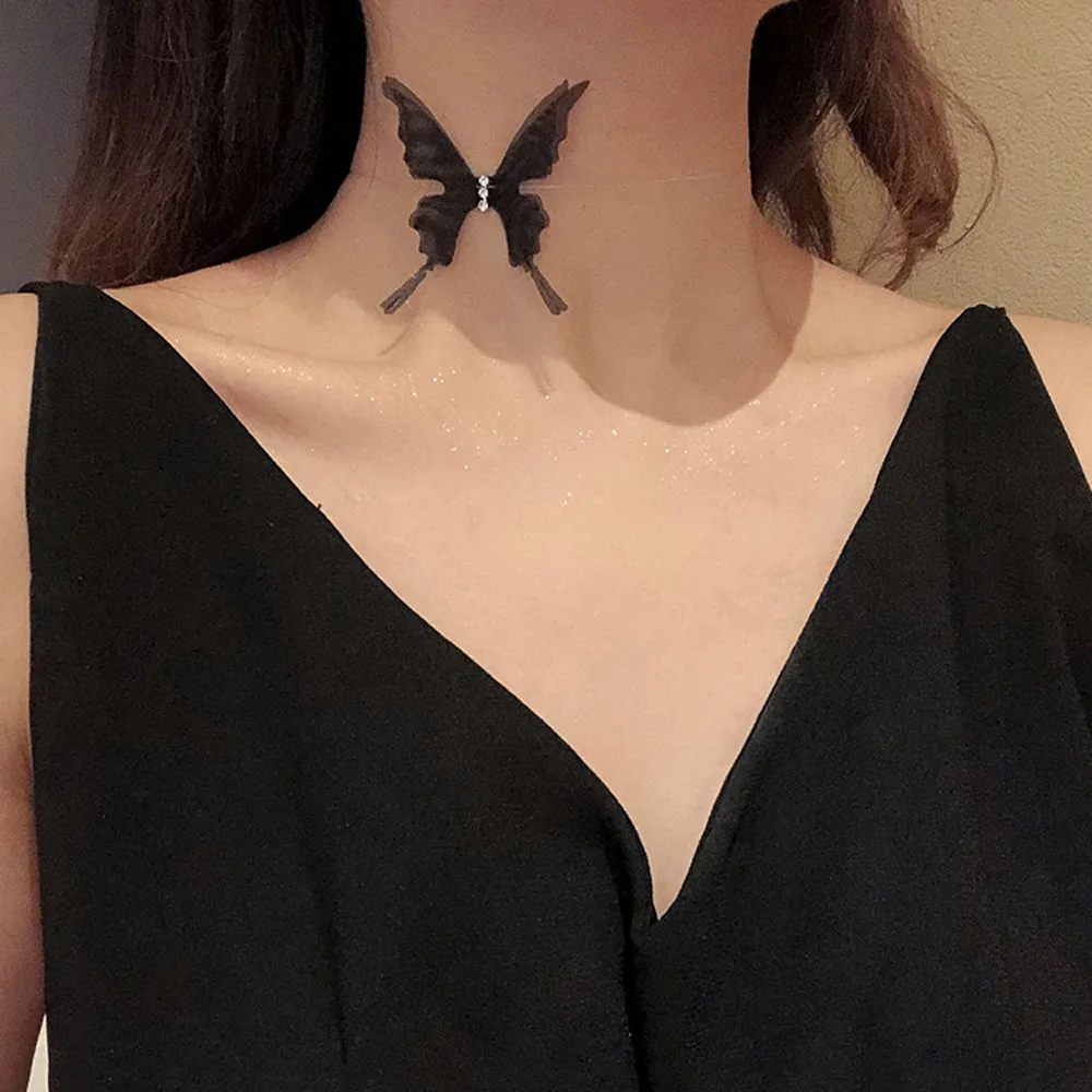 Sexy Black Lace Butterfly Chokers Necklaces For Women Summer